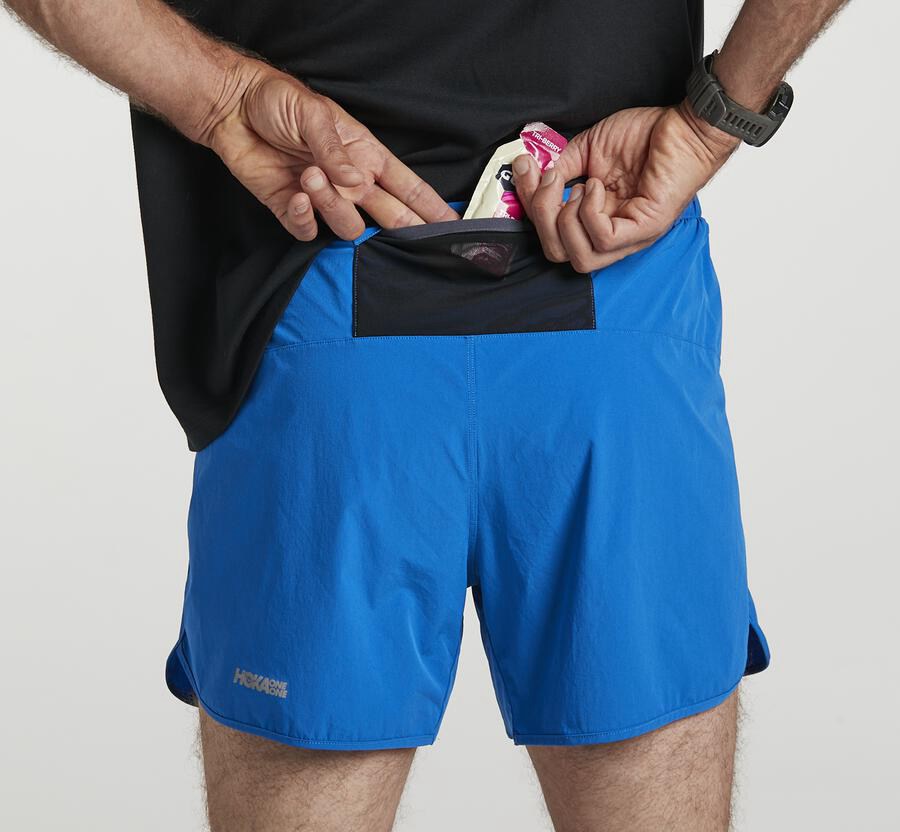 Hoka One One Mens Shorts - Performance - Blue - AWMV70438